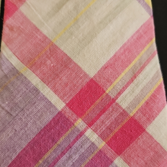 VTG Cotton Madras Plaid Tie Lord & Taylor Label 3.25" x 56" Multicolor Woven - Picture 6 of 7